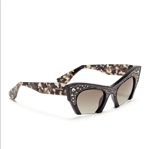 NWOT Miu Miu Rasoir Rhinestone Cat Eye Sunglasses - Picture 2 of 14